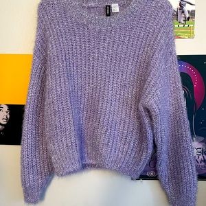 Sparkled and knitted lavender sweater